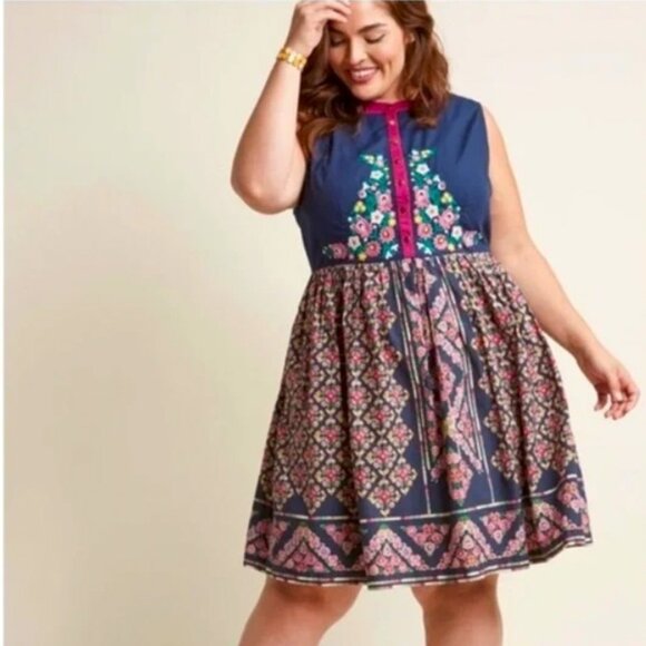 Modcloth Dresses & Skirts - ModCloth Conversation Masterpiece Embroidered Dress 3X NWOT